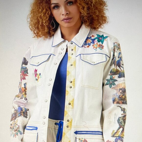 DOUBLE D RANCH "West of the Colorado" White Cotton Jacket: NWT! Size Small - Picture 1 of 16